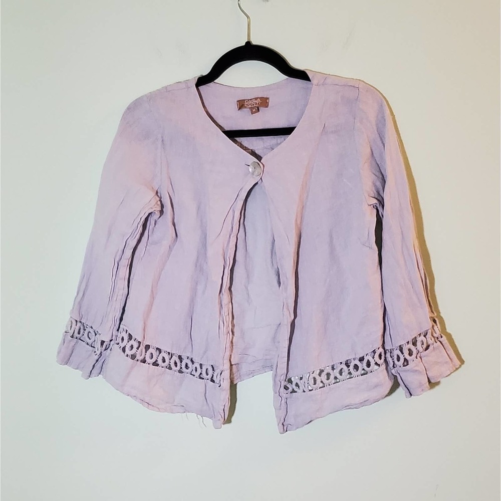 ❤️‍ VINTAGE Carla Conti 90's Light Gray Cotton Boho Style One Button Cardigan